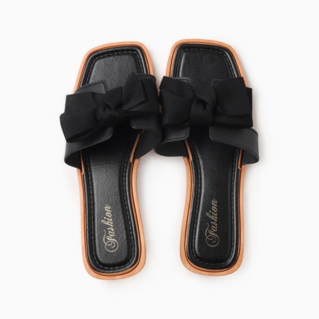 Women's slippers with an open nose, size 38-39, black color-5