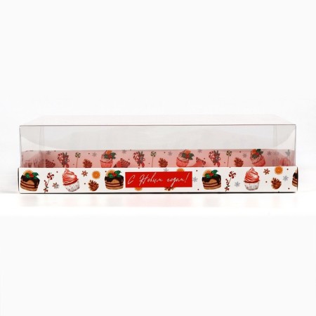 Box for musser cakes “Happy New Year”, sweets, 27 x 17.8 x 6.5 cm, New Year-2