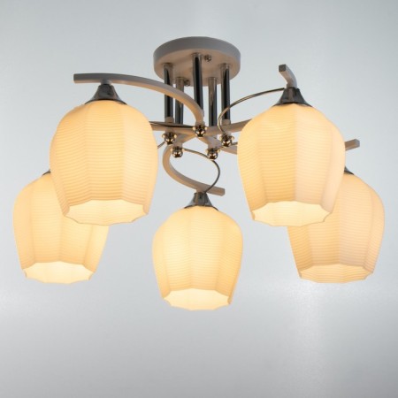 Svetogor chandelier "Structure" 5x60W E27 white/chrome 51x51x29cm