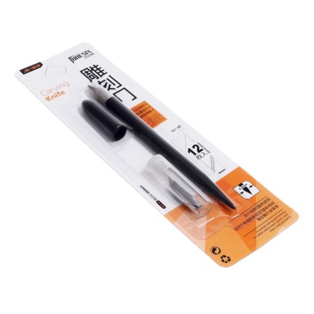 Chancellery knife, blade 4 mm, (scalpel shape) Plastic/metal housing, 12 interchangeable blades, Mix case-15