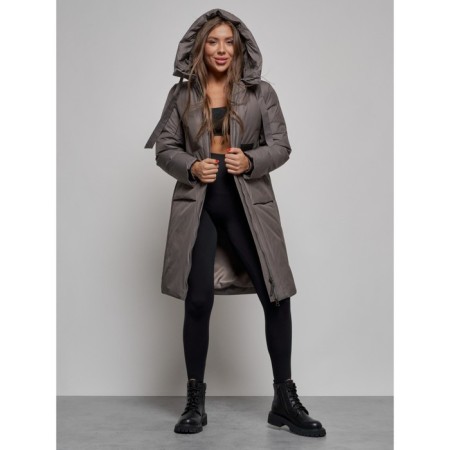 Coat insulated winter female, size 50, dark gray color-11
