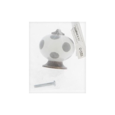 Handle button tundra, ceramic, white color with gray circles-4