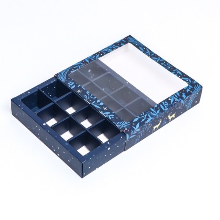 New Year. Box of 16 sweets, 17.7x17.7x3.8 cm, confectionery packaging-4