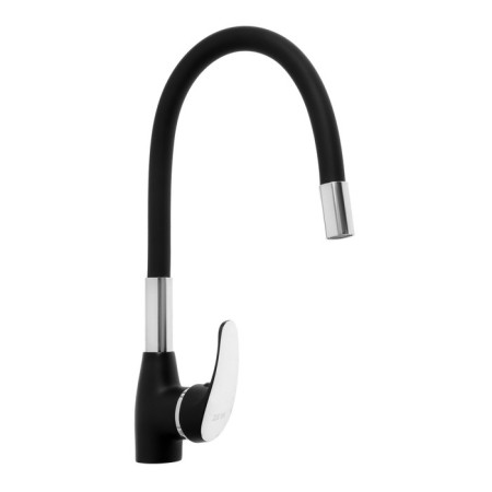 Zein Z6972 kitchen mixer, silicone spout, 40 mm cartridge, brass, black/chrome-5