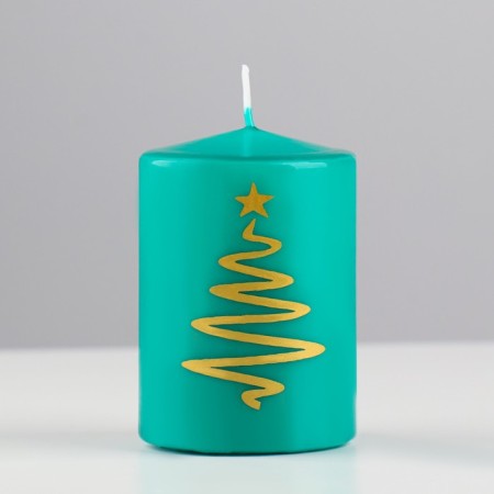 Candle - cylinder "Christmas tree", 5.6x8 cm, green-1