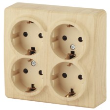 4x2p+E Schuko outlet with curtains, 16A-250V, IP20, OU, Era Expert, Pine