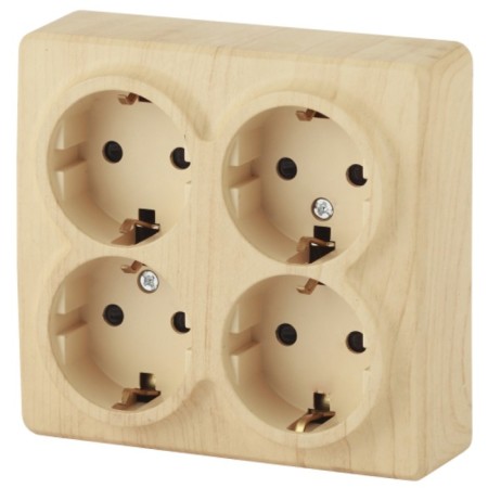 4x2p+E Schuko outlet with curtains, 16A-250V, IP20, OU, Era Expert, Pine