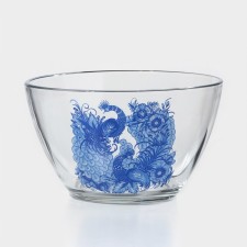 Gzhel salad bowl, glass, 1750 ml, in gift packaging