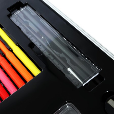 A set for drawing in a wooden box, covered with PVC, large-16
