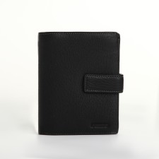 Male purse on the button, department for auto documents, black color