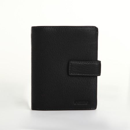 Male purse on the button, department for auto documents, black color