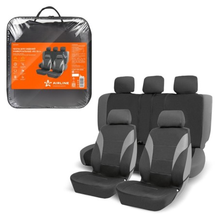 Covers for seats universal Airline RS-5K+, moisture-proof, set of 8 items, black-gray 9827