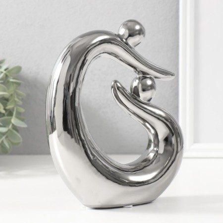 Souvenir Ceramics "Abstraction. Fathers and children" silver 17x5.5x19.5 cm-2