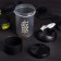 Sports shaker “be brave”, black, with a bowl for protein, 500 ml