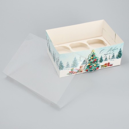 Box for Capcake "Happy New Year", Christmas tree, 23 x 16 x 10 cm, new year-5