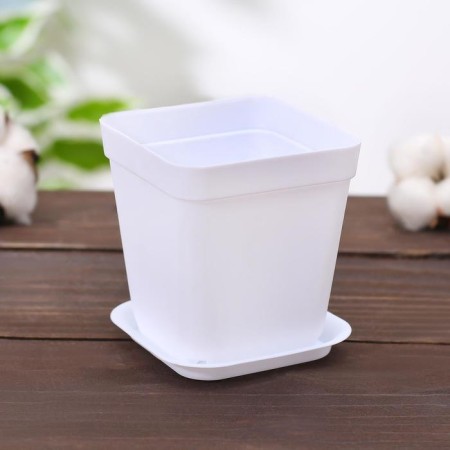 Flower pot with a pallet, 250 ml, color mix-4