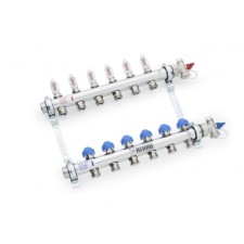 Коллекторная группа REHAU HKV-D 12080211002, 1"х3/4", 2 выхода, с расходомерами, нерж. сталь   98158