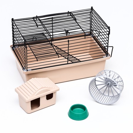 Mini cell for rodents "Pijon" No. 2, equipped, 27 x 15 x 16 cm, beige-12