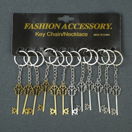 Metal keychain "Carved" gold/silver mix 1.8x5 cm-3
