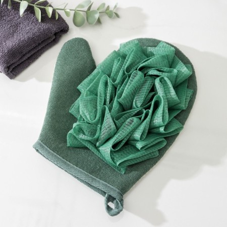 Mochelk - Massage Massage mittens with scraper of the share "Aphrodite", 19 × 21 cm, green color