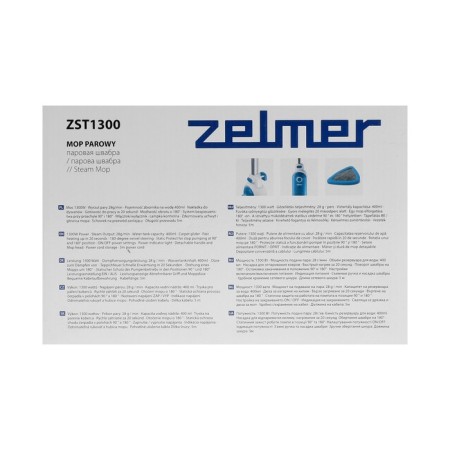 Steam Moper Zelmer ZST1300, 1300 W, 400 ml, cord 5 m, white and white-7