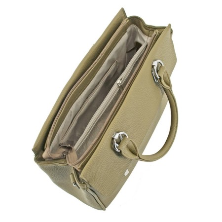 Bag women, genuine leather, olive 30x9x23 cm-1