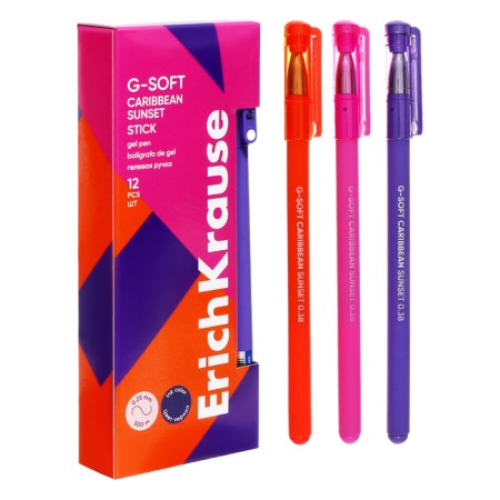 Gel pen Erichkrause G-Soft Stick Caribbean Sunset Node 0.38 mm, blue ink, continuous line length 500 m