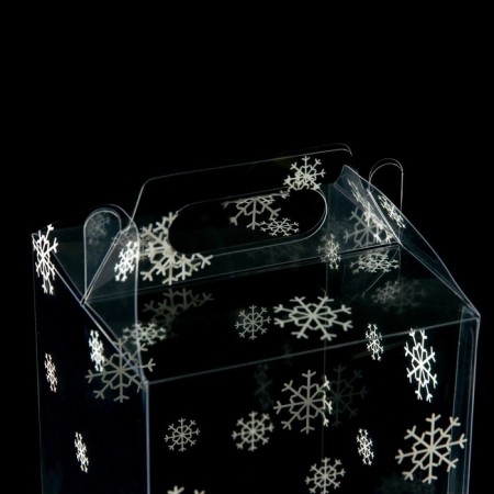 New Year. Box Gift New Year Folding PVC "Festive mood" 12 x 12 x 15 cm.-5