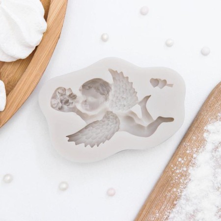Mold "Angel with a bouquet", silicone, 9.3 × 6 × 1.9 cm, color mix-6