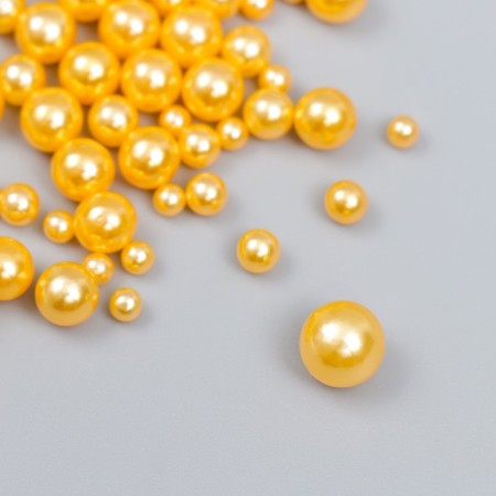 Decor for creativity plastic "Balls. Orange" d = 3-8 mm, set 10 grams-1