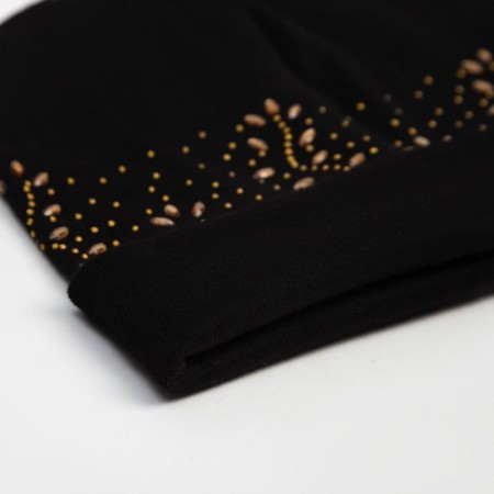 Hat for the girl Minaku "Flower" two-layer, rr 50-52, central black-1