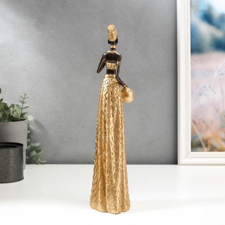 Polystone souvenir "African with a jug in a golden outfit" 33x9x8 cm-3