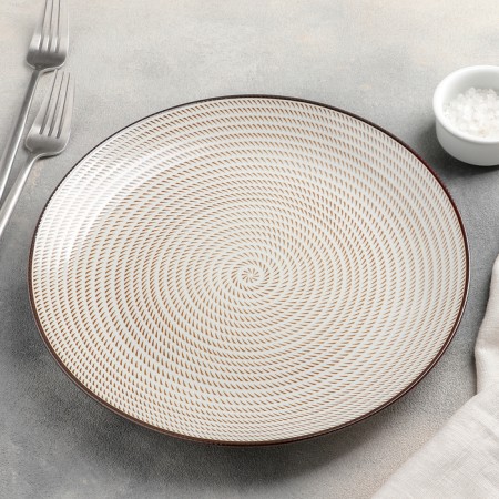 Ceramic lunch plate "Vignette", D = 26 cm, beige color-1