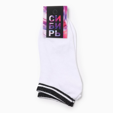 Women's socks shortened, white/black color, rr 25-2
