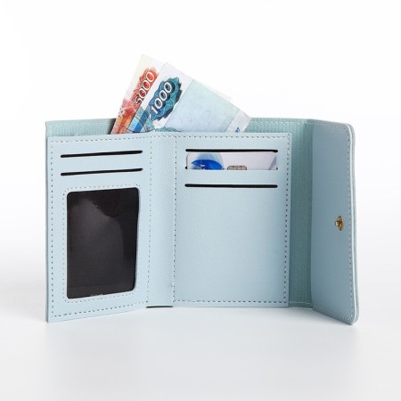 Women's wallet on the button, blue color-4