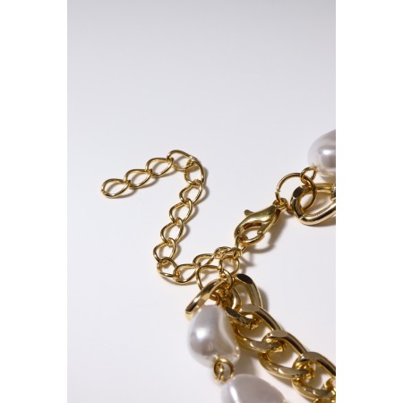 Pearl bracelet "Chain", white color in gold, l = 16 cm-3