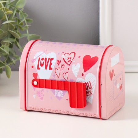 Casket metal mailbox "Romance" pink 13.3x8x9.5 cm-1