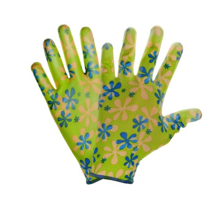 Garden, nylon gloves, with nitrilum semi -recess, size 10, color mix, Greengo-1