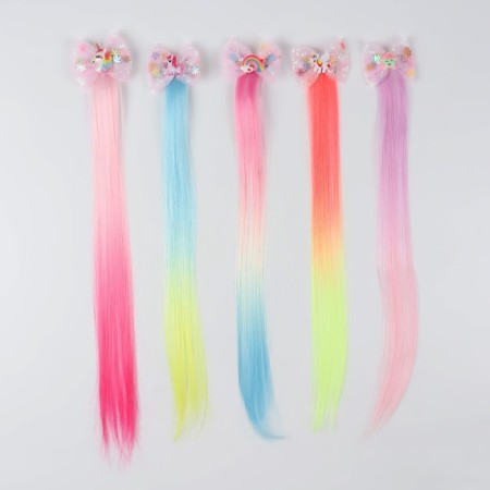 Local Locom "Bow", straight hair, on a hairpin, 32 cm, color mix-4