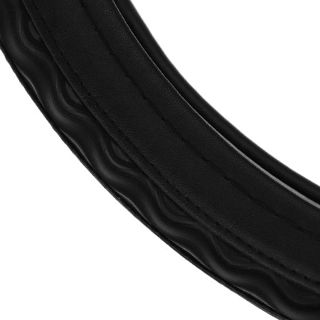 Braid on the steering wheel Nova Bright eco -leather, black, wave -shaped inserts, m-1