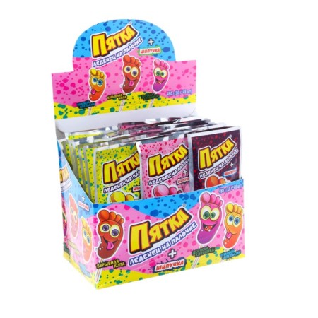 Caramel on the stick "Merry scare. Heel" with sour powder, 10 g