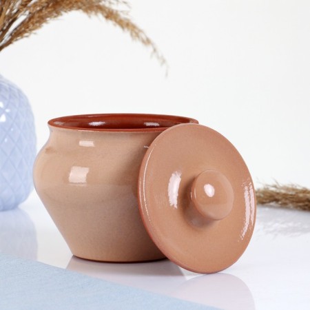 A hot pot with a "Vyatka" lid 0.6l, beige-1