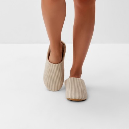 Women's slippers, eco size 38-39, color beige strip-5