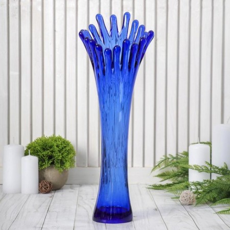 Vase "Coral" H 380 mm. from blue glass (without decor)
