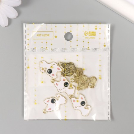 Decor for creativity metal, enamel "A kitten with a spot on the eye" White 2.6x1.5 cm-4
