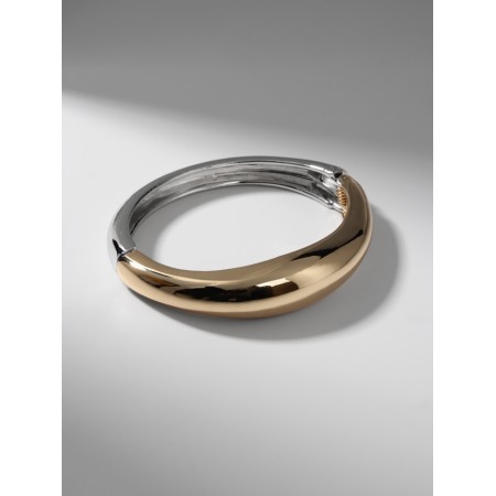 The cuff bracelet "Volume", metal, silver-golden color-2
