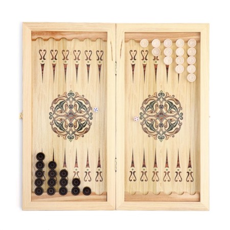 Wooden backgammon with checkers "Beer", board game, 40 x 40 cm-1