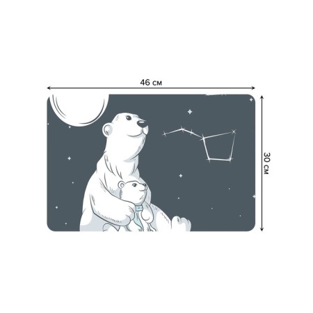 A set of napkins for setting the table "Polar bear and bear cub", rectangular, rounded edges, size 30x46 cm, 4 pcs-2