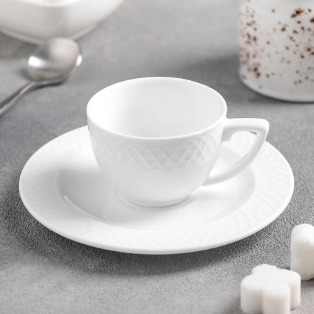 Coffee steam porcelain Wilmax "Julia Vysotskaya", 2 items: a cup 50 ml, saucer, white color