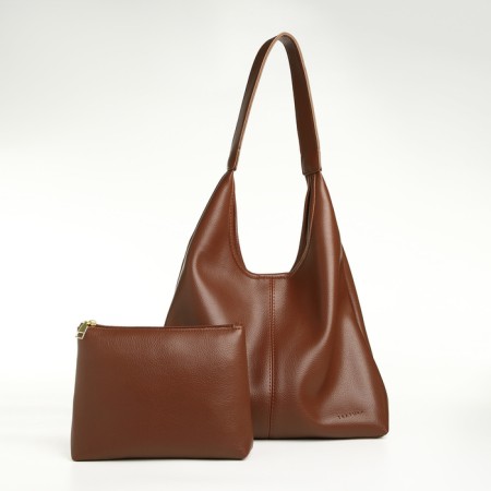 Women's bag on the magnet Textura, medium size, cosmetic bag, brown color-1